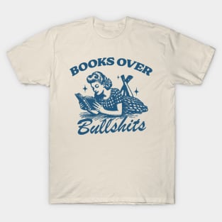 Books Over Bullshirts Graphic T-Shirt, Retro Unisex Adult T Shirt, Vintage 90s Theme T Shirt, Nostalgia T-Shirt